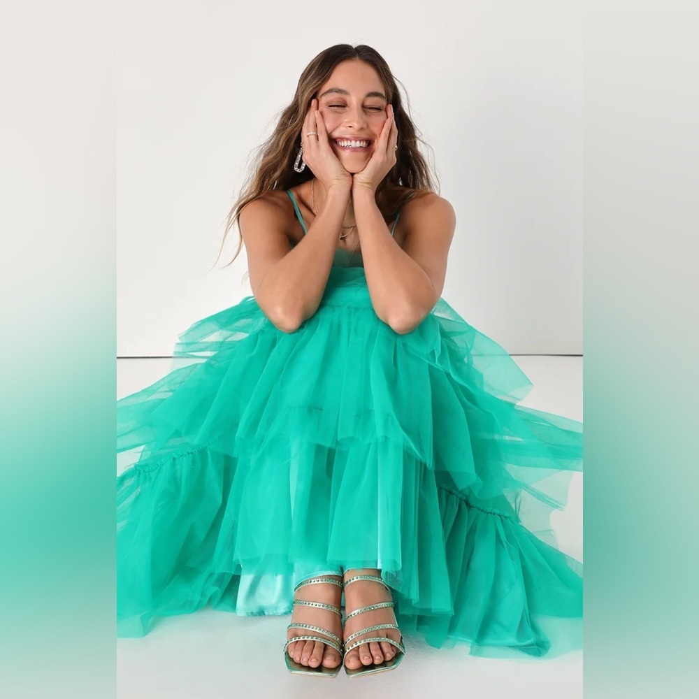 Elegant Teal Tiered Maxi Dress - Picture 3 of 8